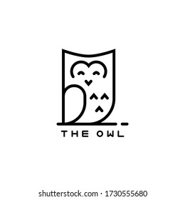 Vector icon or owl logo in thin line style.