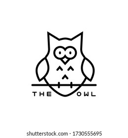 Vector icon or owl logo in thin line style.