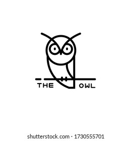 Vector icon or owl logo in thin line style.