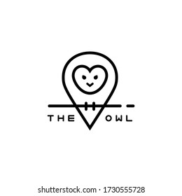 Vector icon or owl logo in thin line style.