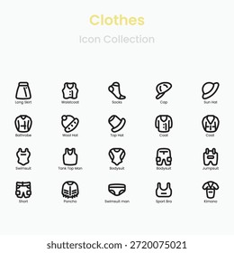 Vector icon pack for clothing with outfits garments and accessories