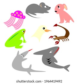 a vector icon pack containing animals on white background