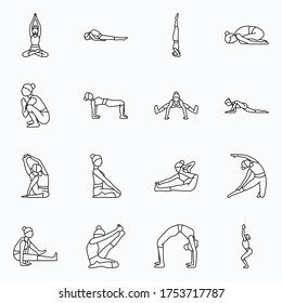 vector icon pack of yoga pose woman with outlines