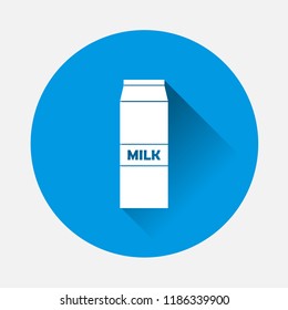  Vector icon package of milk  illustration on blue background. Flat image milk with long shadow. Layers grouped for easy editing illustration. For your design.