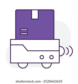 Ícone de vetor para Pacote com sinal sem fio. Ícone desenhado à mão de um pacote emitindo um sinal sem fio para logística e rastreamento inteligentes.