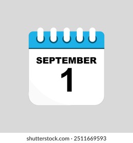 Vector icon page calendar day of month: 1 September