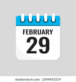 Vector icon page calendar day of month - 28 February. 28th day of month - Sunday, Monday, Tuesday, Wednesday, Thursday, Friday, Saturday. Anniversary, reminder, plan, to-do list. Calender on the wall