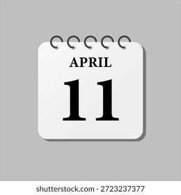 Vector de la página de iconos día calendario del mes - 11 de abril. Undécimo día del mes, semana estilo minimalista. Calendario en la pared para el Plan, lista de tareas pendientes. Domingo, lunes, martes, miércoles, jueves, viernes y sábado