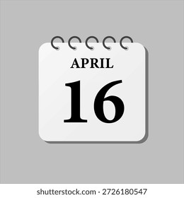 Vetor ícone página calendário dia do mês - 16 de abril. Décimo sexto dia do mês, estilo mínimo semana. Calendário no mural para planos, lista de tarefas. Domingo, Segunda, Terça, Quarta, Quinta Sexta Sábado