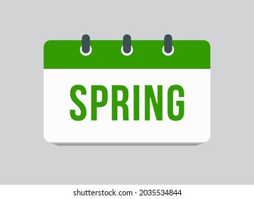 Vector icon page calendar spring months - September, October, November. Vector sign of season vector. Date of Sunday, Monday, Tuesday, Wednesday, Thursday, Friday, Saturday. Spring to-do list.