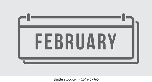 Icono del vector página calendario mes de invierno - febrero. Signo horizontal de temporada. Ilustración del icono del vector. Fecha día del mes Domingo, Lunes, Martes, Miércoles, Jueves, Viernes, Sábado. Fecha de las vacaciones.