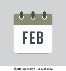 Vector icon page calendar winter month - February. Square sign of season. Vector icon illustration. Date day of month Sunday, Monday, Tuesday, Wednesday, Thursday, Friday, Saturday. Holidays date.