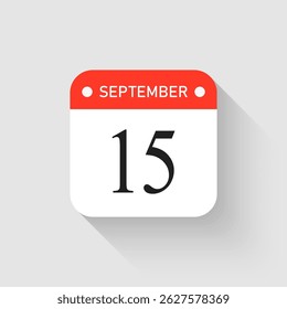 Vetor ícone página dia calendário - 15 de setembro. Modelo de pictograma para aniversário, lembrete, programação, planejamento. Lembrete de ilustração simples 15º mês do dia. Calendário no mural para data, lista de tarefas