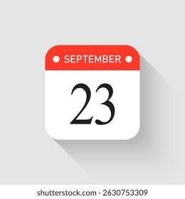Calendário do dia da página do ícone do vetor - 23 de setembro. Modelo de pictograma para aniversário, lembrete, programação, planejamento. Lembrete de ilustração simples 23º dia do mês. Calendário na parede para a lista de tarefas pendentes