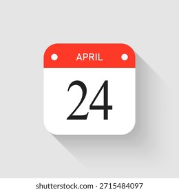 Vector de la página de iconos del calendario del día - 24 de abril. Pictograma de Plantilla para aniversario, recordatorio, horario, planificación. Recordatorio de ilustración simple 24º día del mes. Calendario en la pared para la fecha, lista de tareas pendientes