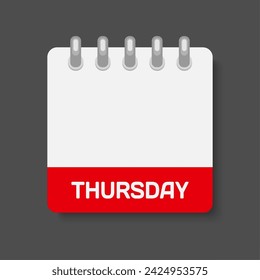 Vector icon page day week - Thursday. Vector icon illustration flat minimal style. Date list of days, to-do list. Calendar on the wall. Pictogram of schedule and planning. Empty space