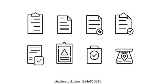 Vector icon of a page of paper isolated on white background.