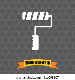Vector Icon of Paint Brush on Dark Gray Background. Eps.10.