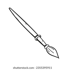 Icono vectorial de pincel de pintura en estilo de esbozo. Pincel dibujado a mano sobre fondo blanco.