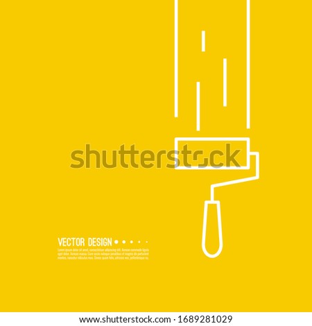 Vector icon with paint roller and smudges. Symbol of painting work.
