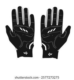 Vector icon of a pair of safety black and white gloves.