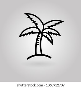 Vector icon palm tree in line style on gray background