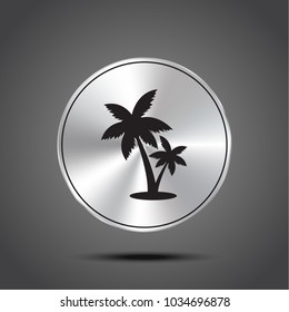Vector icon palm tree metallic isolated on dark background
