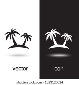 Vector icon palm tree on black and white background