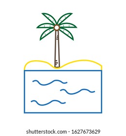 Vector icon, of palm tree on beach