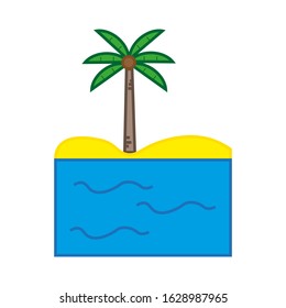 Vector icon, of palm tree on beach