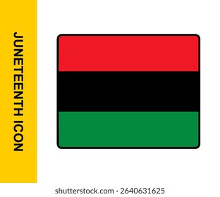 Vector icon of the Pan-African flag representing Black pride and unity. Ideal for Juneteenth graphics, freedom themes, and African American heritage. Editable vector included.