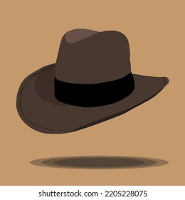 Vector icon panama hat for men isolated on brown background.