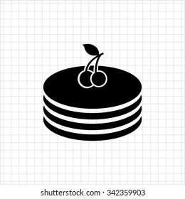 Vector icon of pancakes stack with cherries on top