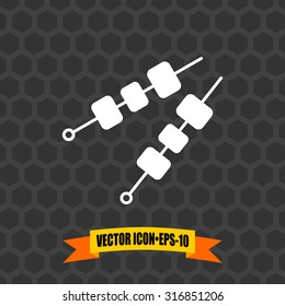 Vector Icon of Paneer tikka kabab on Dark Gray Background. Eps.10.