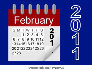Vector icon paper calendar  2011, february.