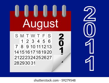 Vector icon paper calendar  2011, august.