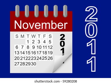Vector icon paper calendar 2011, november.