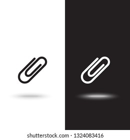 Vector icon paper clip on black and white background