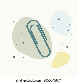 Vector icon of a paper clip on multicolored background. Layers grouped for easy editing illustration. For your design.