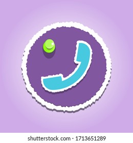 Icono vectorial de los teléfonos de papel en un fondo morado.