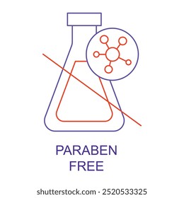 Icono de Vector para Paraben-Free. Icono de un frasco químico tachado, que simboliza el cuidado de la piel y los cosméticos sin parabenos.