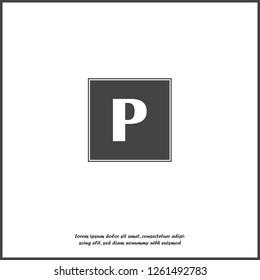Vector icon parking on white isolated background. Layers grouped for easy editing illustration. For your design.