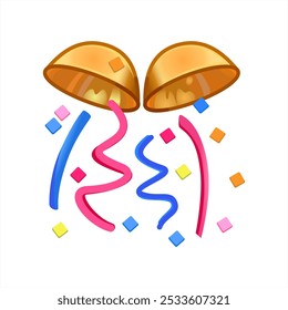 Vector icono de fiesta popper. Emoji de dibujos animados de la explosión de confeti de cumpleaños. Ilustración mínima simple aislada sobre fondo blanco, Vector plano.