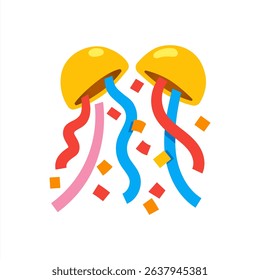 Vector icon party popper. Cartoon emoji of birthday confetti explosion. Simple minimal illustration, vector 10 eps.