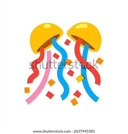 Vector icon party popper. Cartoon emoji of birthday confetti explosion. Simple minimal illustration, vector 10 eps.