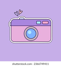 Icono de vector diseño de la ilustración de la cámara en color pastel.