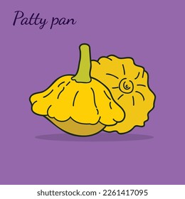 Vector icon of Patty pan. The product is a vegetable Patty pan. Illustration of food Patty pan in flat minimalism style