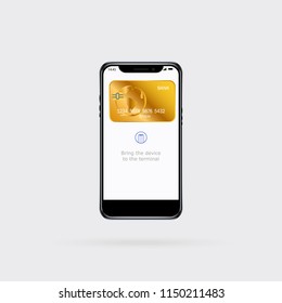 Vector icon payment from phone on gray background. Vector illustration. Flat design for business financial marketing advertisement advertisement web concept cartoon illustration