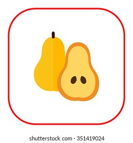 Vector icon of pear and cut pear half