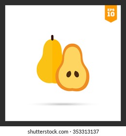 Vector icon of pear and cut pear half
